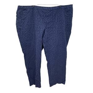 Isaac Mizrahi Live Womens Plus Size 28W Cotton Blend Flocked Leopard Spot Pants